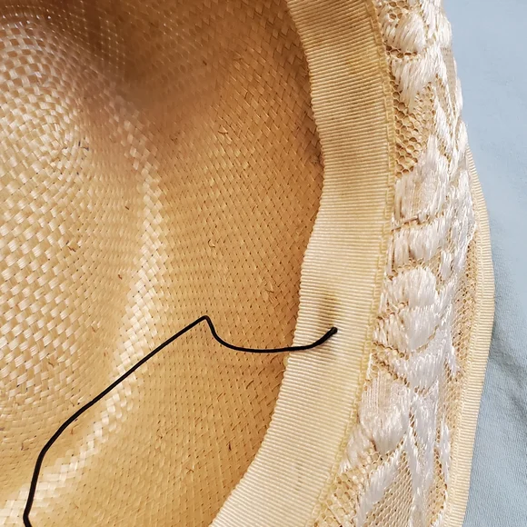 Whittall & Shon Chic Lace  Women's Straw Hat with Floral Accents - Picture 7 of 10